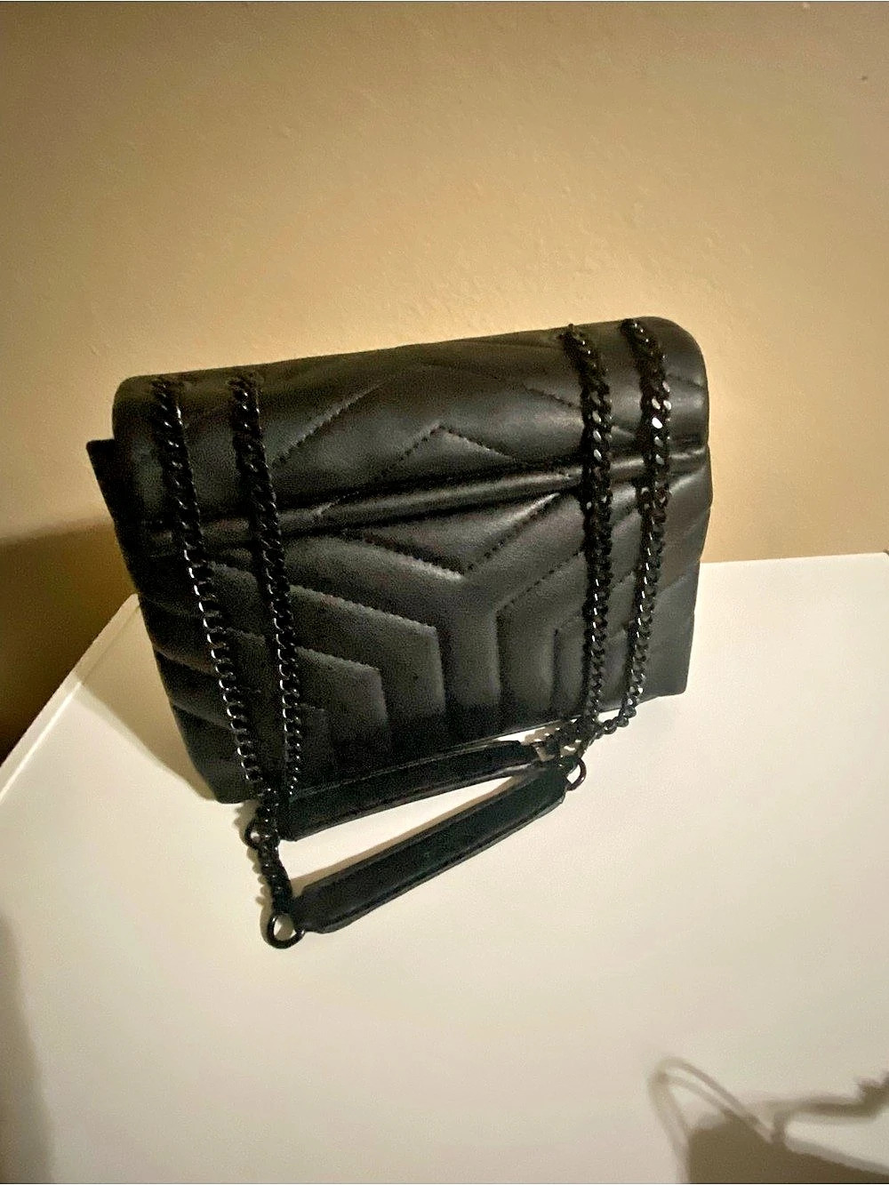 YSL Medium College Monogram Satchel Black